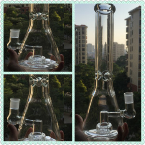 Bontek 9mm Thick Glass Beaker Smoking Pipe with Barrel Perc